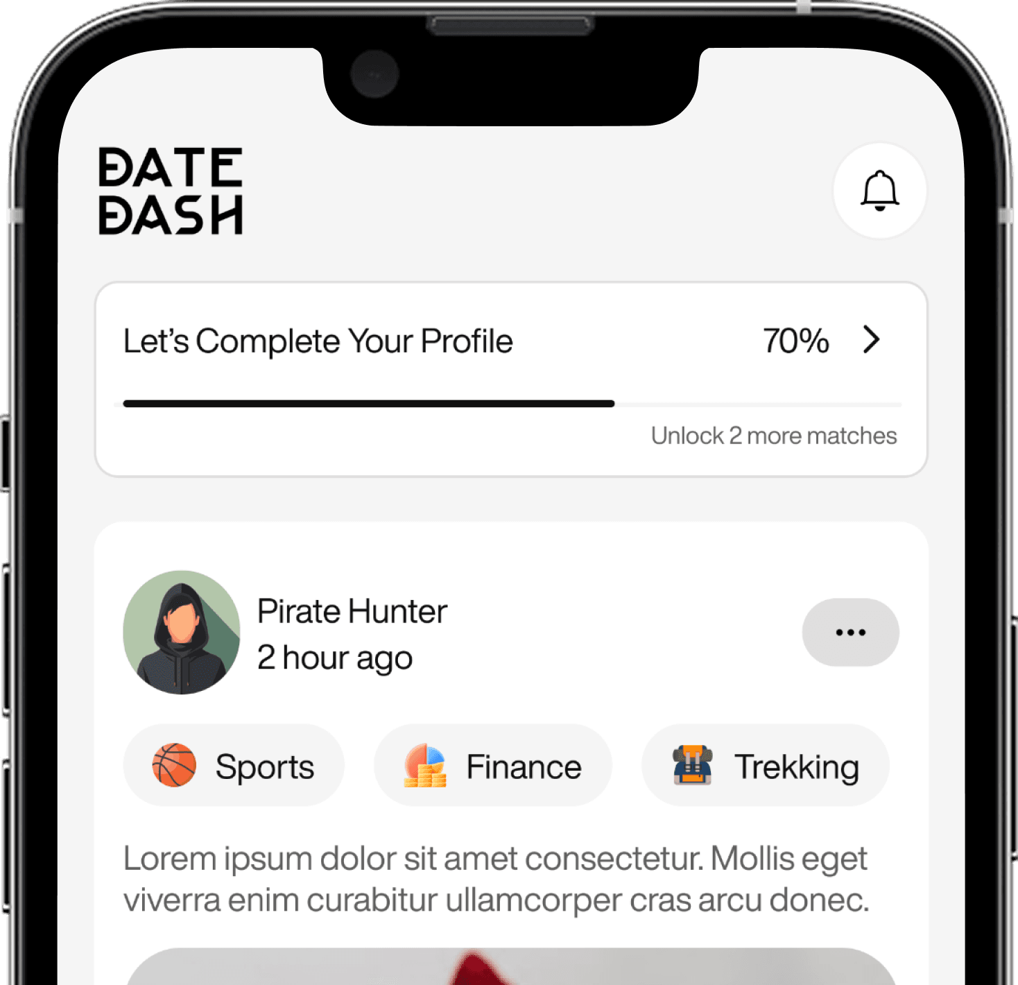 DateDash anonymous feed on a phone screen.